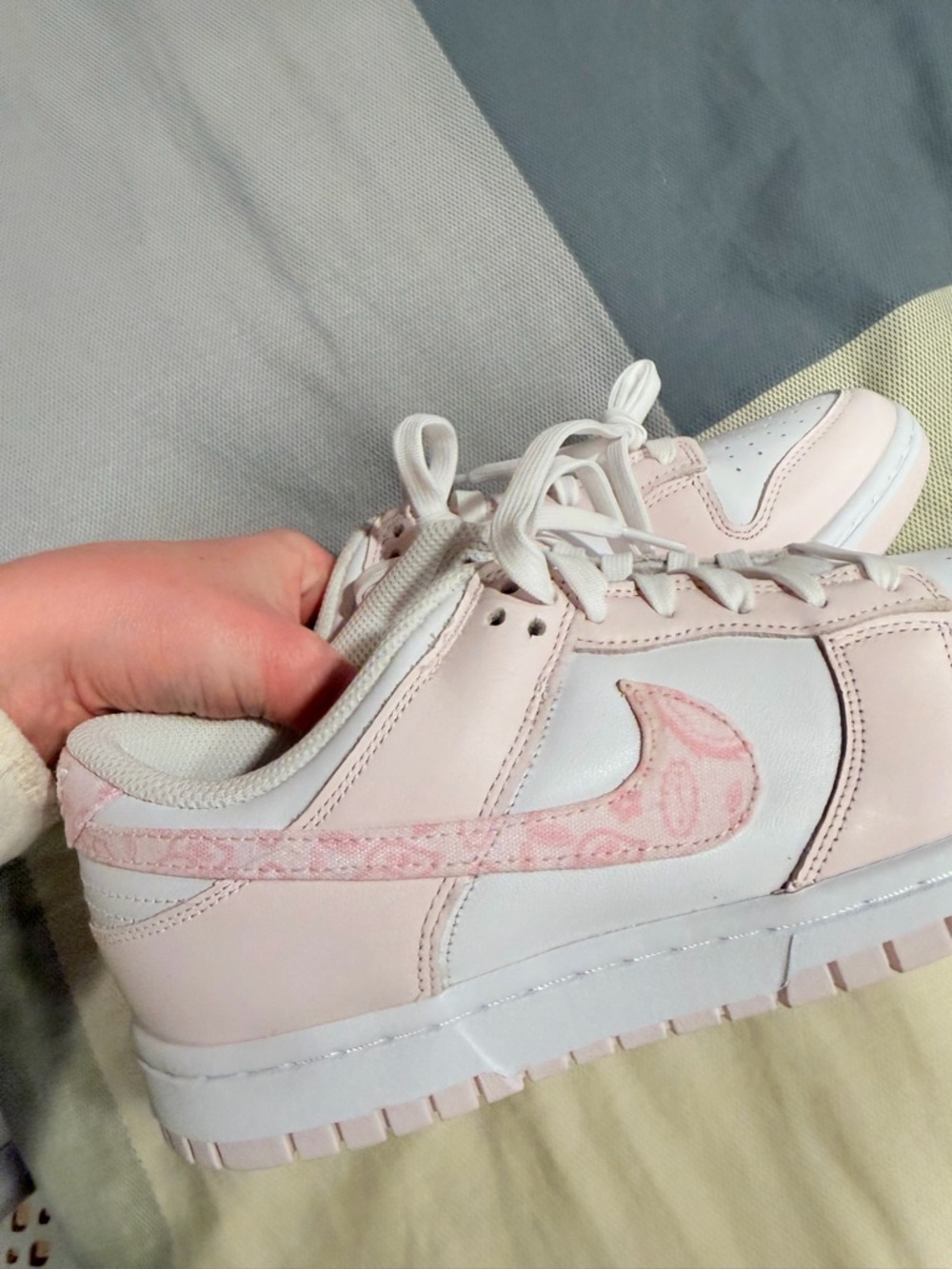 Nike Women's dunks with pink bandanna swoosh